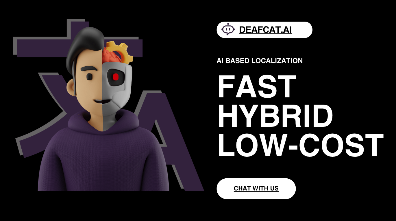 DeafCat Studios’ hybrid AI solution for Arabic localization, showcasing a seamless blend of AI technology and human expertise for high-volume content creators